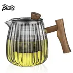 BINCOO玻璃茶壺帶濾杯家用耐高溫茶壺套裝帶木柄