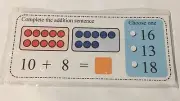 +10 Addition - Wipe & Write Learning Center Activity - 21 Laminated Cards - Math