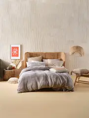 LINEN HOUSE GALICIA BLUE-SAND QUILT COVER SET