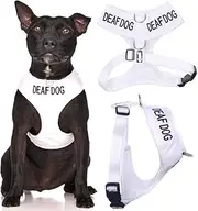 Deaf Dog White Color Coded Waterproof Padded Adjustable Medium Alert Warning Vest Dog Harness Prevents Accidents By Warning Others of Your Dog in Advance
