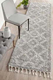 Rug Culture Silver & Ivory Bohemian Modern Shag Rug