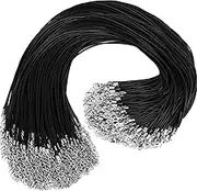 100Pcs Leather Necklace Cord with Clasps, Rope String, Black Cords for Pendants, 18''Premium Bulk Chains Jewelry Making Supplies, 1.5mm Waxed Bracelet DHOOZ LJIN005