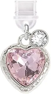ELISE & FONDA TP640 Type-C Charging Port Anti Dust Plug Little 3D Crystal Love Heart Cell Phone Charm for iPhone 15/16/Samsung/OnePlus/Xiaomi/oppo Android Phones (Pink)