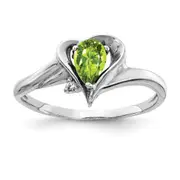 14k White Gold 6x4mm Pear Peridot A Real Diamond ring