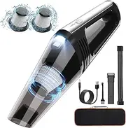 Handheld Vacuum Cordless - Portable Mini Car Vacuum Cordless Rechargeable with 8000PA Powerful Suction, Lightweight Car Hand Held Vacuum Cleaner with LED for Home, Office, Car Cleaning