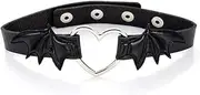 [ZAHSY] Black Leather Choker Halloween Necklace Wing Heart Choker Necklaces for Women Girls Punk Gothic Chokers for Women Vampire Halloween Costumes Accessories for Cosplay Party