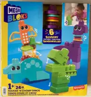 Mega BLOKS Fisher Price Sensory Building Toy Squeak N Chomp Dinos NEW 1+
