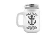 Grindstore Time Flies When Youre Having Rum Frosted Mason Jar (Clear/Silver) (One Size)