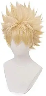 Anime Cosplay Wig for My Hero Academia Katsuki Bakugou Synthetic Wig with Free Wig Cap, Blonde