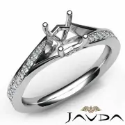 Shiny Oval Diamond Engagement Pave Set Semi Mount Ring 14k White Gold 0.35 Ctw