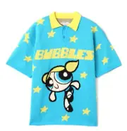 The Powerpuff Girls X atmos pink Jacquard Knit Polo Shirt BLUE