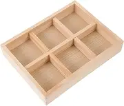 FOMIYES Pine Wood Jewelry Storage Tray 6 Sections Decorative Display Plate Elegant Ring and Necklace Organizer