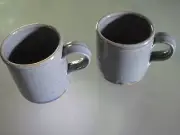 Studio Pottery Pair of Blue Handcrafted Pottery Mugs Coffee Tea 8 oz. NEW