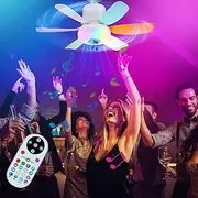20" Socket Fan Light with Remote, Ceiling Fan with Music Rhythm & Timing, 3 Speed Wind Light Bulb Fan for E26/E27 Base RGB & Brightness Adjustable LED Mini Ceiling Fans for Bedroom/Garage/Kitchen