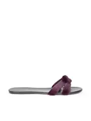 Purple Mink Fur Hollie Slides