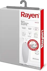 [Rayen] Universal Ironing Board 2 Layers: Foam and 100% Cotton Fabric | Cover with Aluminium Coating Basic Range | Light Grey Metallic, 130 x 47 cm, Gray