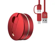 Flexible Mobile Data Line For Android Iphone 2-In-1 Data Line - Red