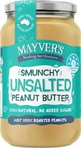 Mayvers Smunchy Unsalted Peanut Butter G/F 375g