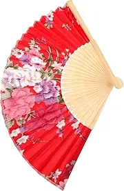 MUSISALY Wood Hand Fan for Wedding Portable Handheld Fabric Fan Chinese Dance Prop Silk Decoration Bridal Dance Accessory