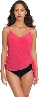 [MagicSuit] Women's Swimwear Plus Solid Alex Underwire Bra Removable Cup Tankini Top with Adjustable Straps, Coral Rose, 28 Plus