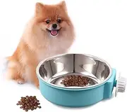Yuroochii Pet Hanging Bowl Removable - 2 in 1 Dog Cage Bowl for Crates & Cages, Stainless Steel Dog Bowl Plastic Round Dog Water Bowls, Puppy Feeder Food Water Bowl for Dog Cat 1PCS