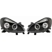 LHD Projector Headlights Pair LED Angel Eyes Black For Renault Clio 2005-09