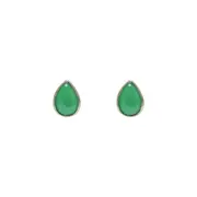 Sterling Silver 9X6mm Pear Chrysoprase Studs