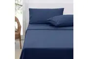 Polar Fleece Sheet Set King 36cm Wall with King Pillowcases Midnight Blue