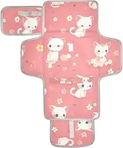 Reusable Changing Table mat with Tissue Pocket Diaper Changing pad Portable Infant Travel Station Kit