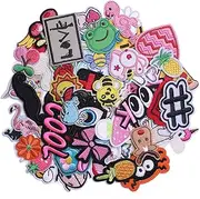 GYGYL 70pcs Assorted Size Embroidered Iron on Patches, DIY Sew Applique Repair Patch, Sew On/Iron On Patch for Jackets, Jeans, Pants,Backpacks, Clothes