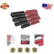 8-Piece Magnetic Socket Organizer Set – Holds 199 Sockets, SAE & Metric