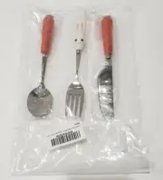 New 3-Piece Kids Cutlery Set Spoon/Fork/Knife Walden Theory Rabbit Carrot Handle