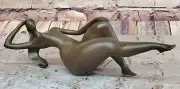 Rare Modern Art: Handcrafted Nude Female Bronze Sculpture by Mario Nick