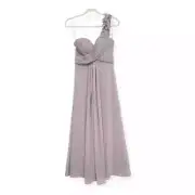 Ever Pretty - Women's Gown Prom Bridesmaid Grecian Shoulder Gray Dress - Size 12