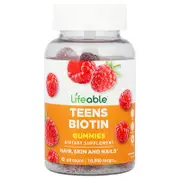 Lifeable, Teen Biotin Gummies, Raspberry, 60 Gummies (5,000 mcg per Gummy)