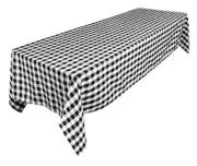 Tektrum 70"X120" Rectangular Tablecloth - Heavy Duty Fabric -Black/White Checker
