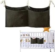 Baby Bedside Storage Bag - Crib Toys Storage | Space-Saving Crib Accessories for Toys Books Milk Bottles Tissues Wipes