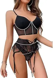 [JINZIJINYU] Sexy Lingerie for Women Sexy Metal Chain Sexy Lingerie Women Tights Set Temptation Jumpsuit