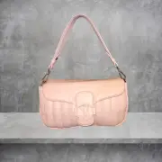 BNWT Steve Madden Bpeachy Chalk Pink Quilted TRIPLE COMPARTMENT Shouler Bag