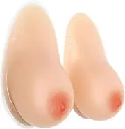 [DAZFKJXSPYX] Self-Adhesive Silicone Breast Mastectomy Teardrop Shaped Artificial Fake Boobs Soft Realistic Crossdressers Cosplay Prosthetic Breast 1 Pair(600g/Pair, Nude)
