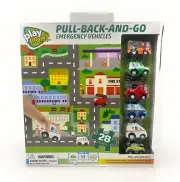 Play Right Pull Back and Go 6 Emergency Vehicles Cars Activity Play Set New Seal