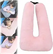 [Generic] Travel Car Pillow for Kids, Road Trip Pillow for Kids, Traveling Car Pillows for Adults, Travel Pillow Cushion for The Back Seat of Car, Removable U Shaped Reading Pillows for Airplane (Pink)