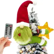 gnome christmas tree topper star lighted, plush stuffed xmas tree toppers chr...