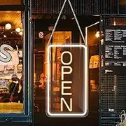 LED Neon Open Sign for Busines Signs,7.4"x15.9" LED Open NeonSigns Electric Display, Powered by USB for Bar, Gaming, Bedroom,Decoration, Coffee Shop,Hotel etc,Vertical