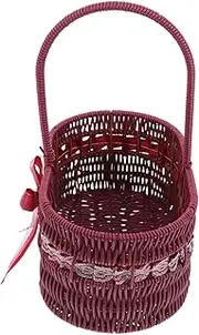 Cabilock Rustic Handwoven Storage Basket with Lace for Flower Arrangements Multi Functional Indoor Planter for Home Decor Creative Touch and Easy Carrying for Weddings