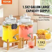 Beverage Dispenser, 1.5 Gallon Drink Dispensers for Parties, Glass Juice Dispenser with Stand, Stainless Steel Spigot, Iced Tea Lemonade Juice Water Dispenser, for Restaurants, Hotels, Parties