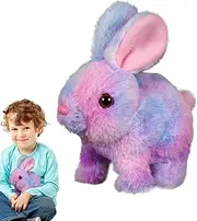Realistic Bunny,Simulated Rabbit Doll Bouncing Bunny Toy - Jumping, Twitching Nose, Wiggling Ears, Natural Movements, Interactive Plush Figures for Boys Girls
