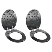 WC Toilet Seats 2 pcs with Soft Close Lids MDF Water Drop Design vidaXL
