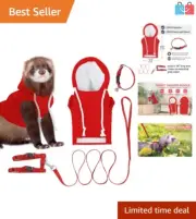Red Ferret Sweater, Harness, and Leash Set - Perfect for Active Small Pets