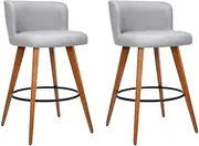 Artiss Bar Stools Stool Set of 2 Kitchen Counter Barstools Dining Chair Chairs Light Grey Faux Linen Fabric in 66cm Seat Height Floor for Home Dining Room Cafe Outdoor Indoor